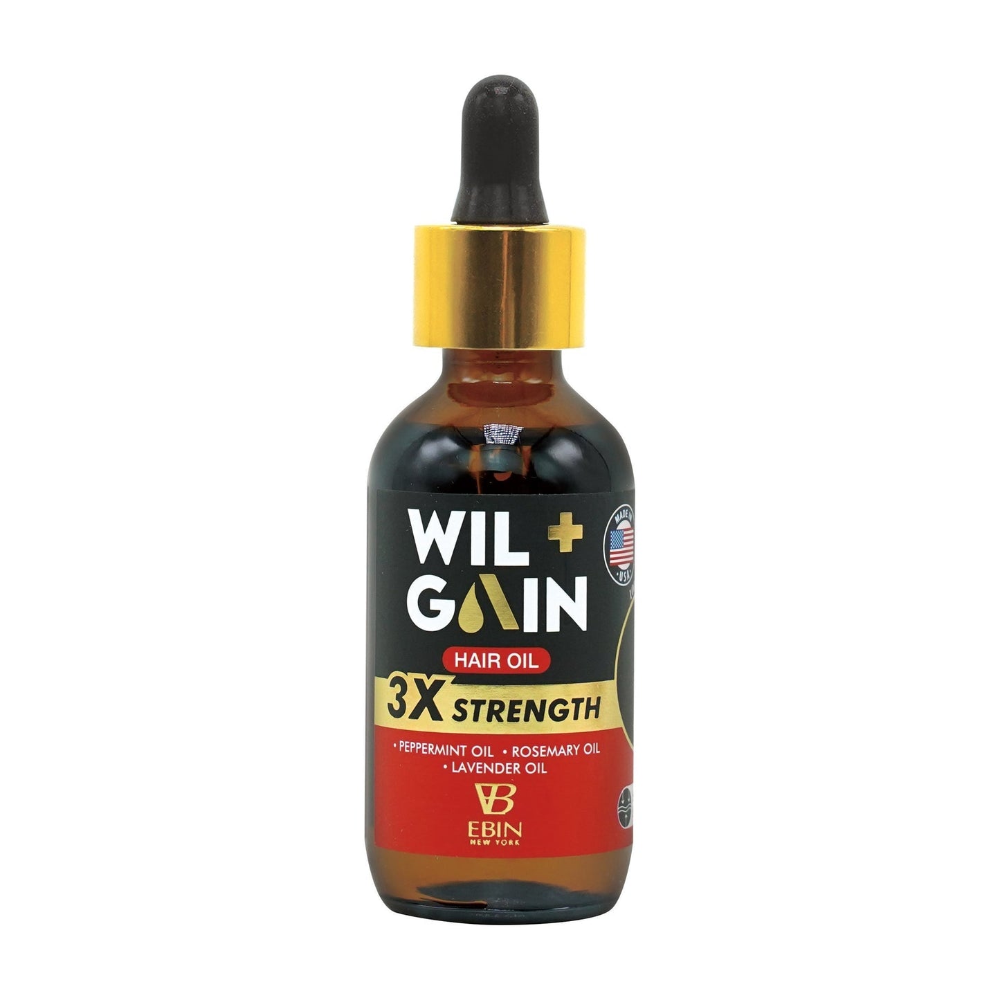 EBIN Wil+Gain 3X Strength Hair Oil - Soothing & Stimulating w/ Peppermint + Rosemary + Lavender Oil