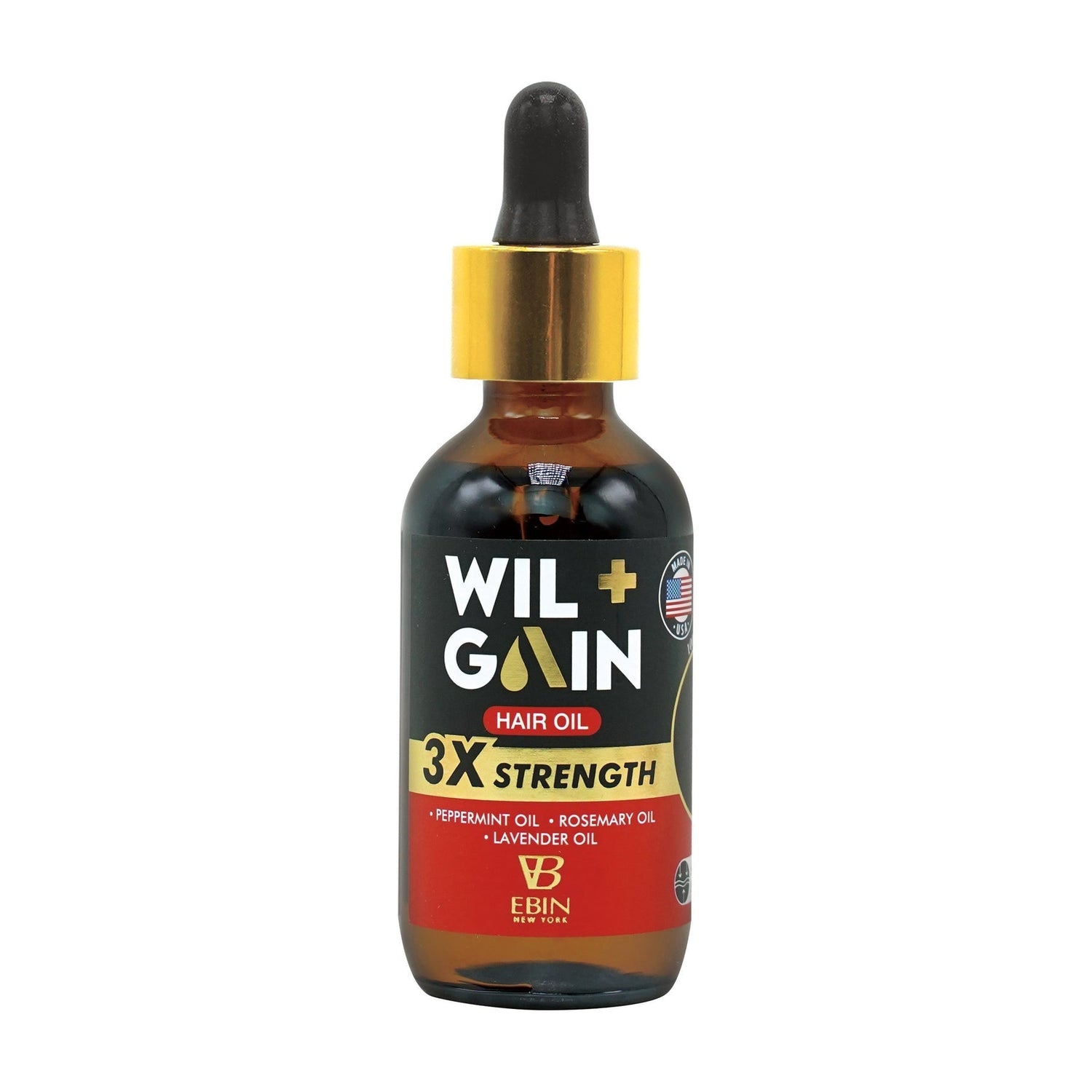 EBIN Wil+Gain 3X Strength Hair Oil - Soothing & Stimulating w/ Peppermint + Rosemary + Lavender Oil