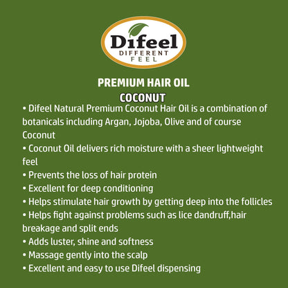 Difeel Premium Natural Hair Oil - Coconut Oil 7.78oz