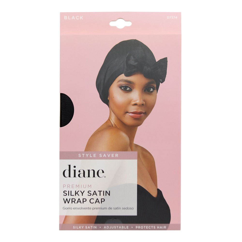 Diane Premium Silky Satin Wrap Cap - Black