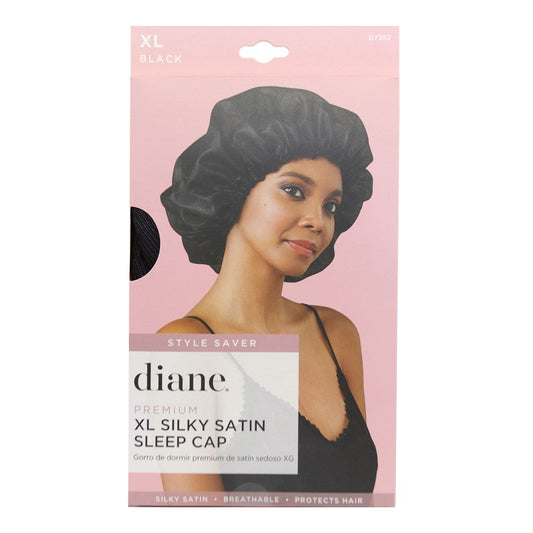 Diane Premium XL Silky Satin Sleep Cap - Black
