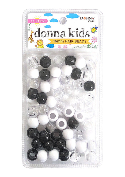 Donna Kids XXL Hair Beads - Black, White & Clear #5844