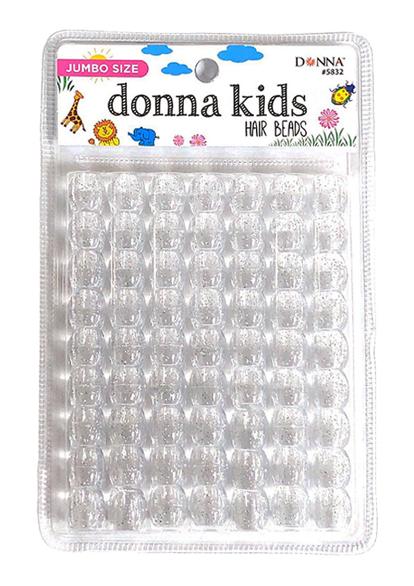 Donna Kids Jumbo Hair Beads - Clear Glitter #5832