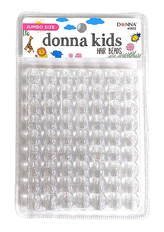 Donna Kids Jumbo Hair Beads - Clear Glitter #5832