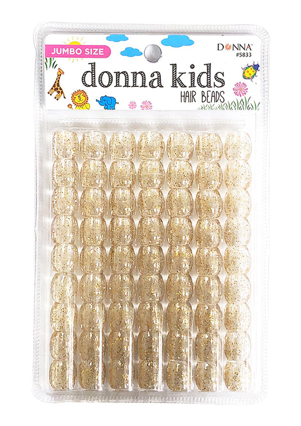 Donna Kids Jumbo Hair Beads - Gold Glitter #5833