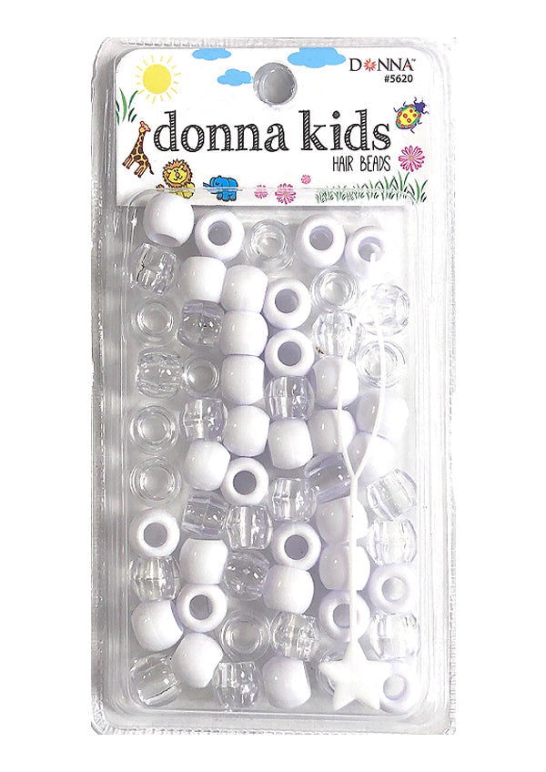 Donna Kids Hair Beads - White & Clear #5620