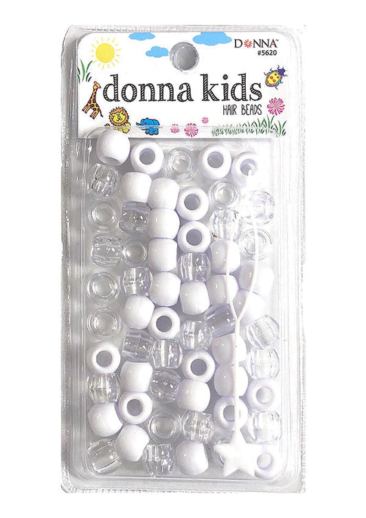 Donna Kids Hair Beads - White & Clear #5620