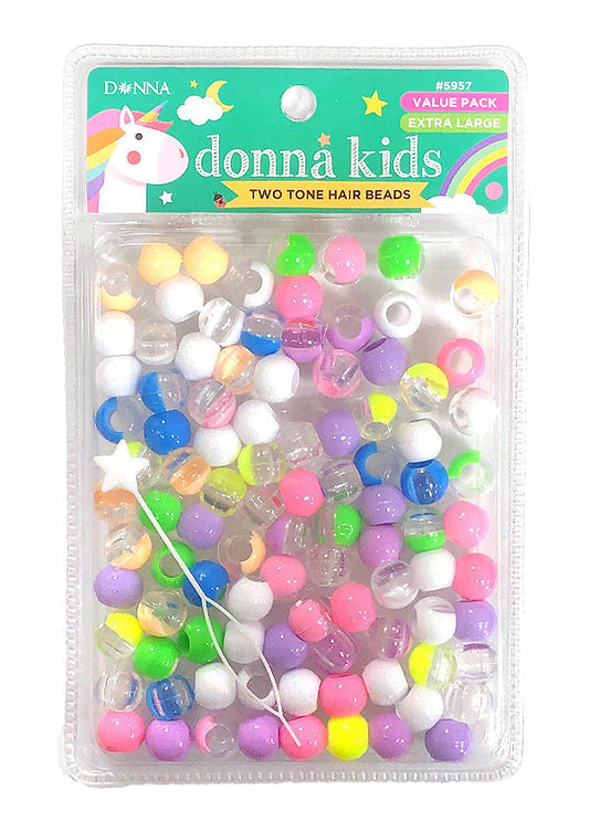 Donna Kids Two Tone Hair Beads - #5957 Clear Pastel