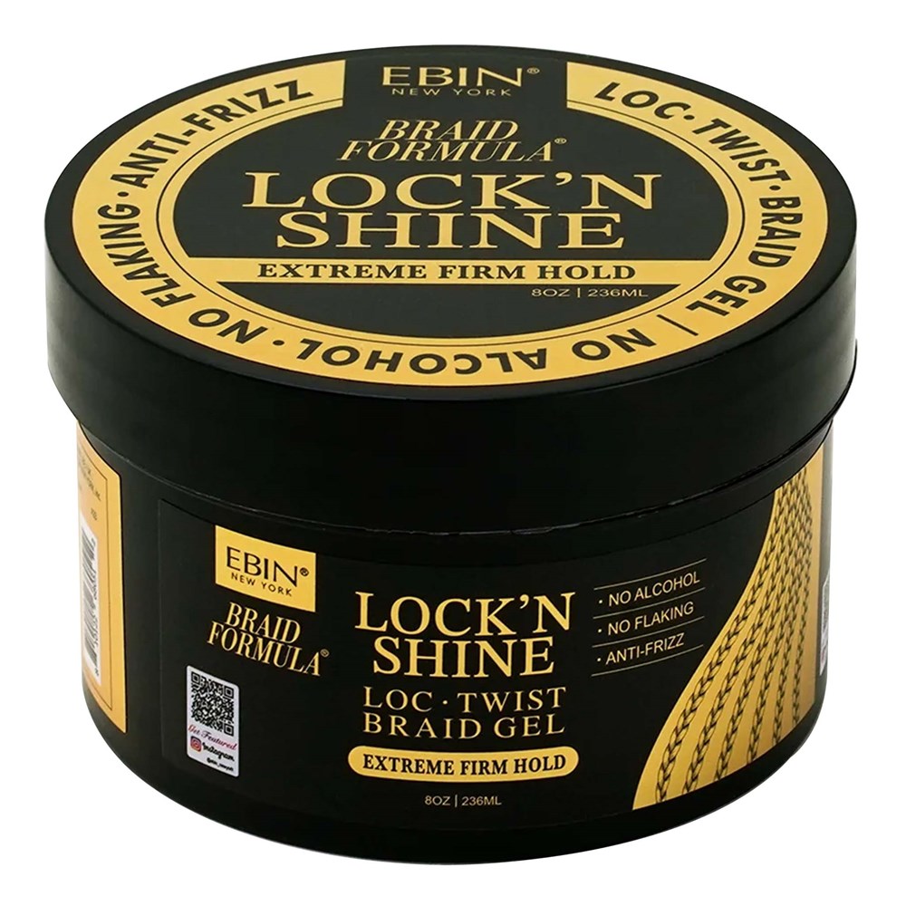 EBIN Braid Formula Lock'n Shine Loc, Twist, Braid Gel - Extreme Firm Hold 8oz