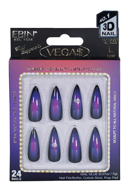 EBIN Press-On Nails What Happens in Vegas - Lights Out #N3DV005