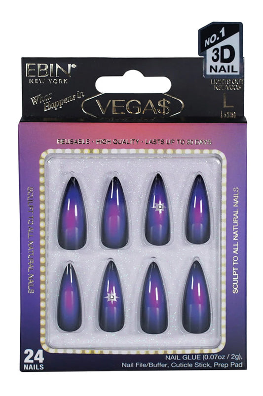 EBIN Press-On Nails What Happens in Vegas - Lights Out #N3DV005