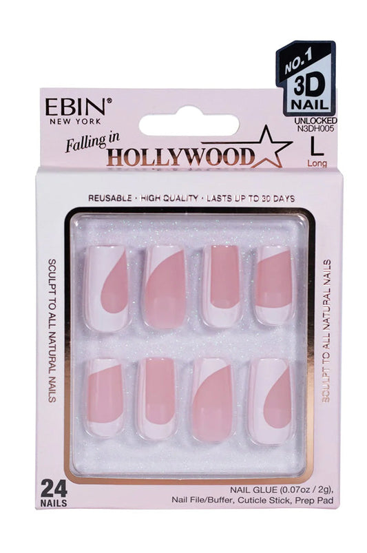 EBIN Press-On Nails Falling in Hollywood - Unlocked Long #NN3DH005