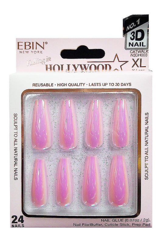 EBIN Press-On Nails Falling in Hollywood - CatWalk X-Long #NN3DH003