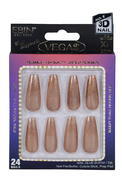 EBIN Press-On Nails What Happens in Vegas - 24K #N3DV006 X-Long