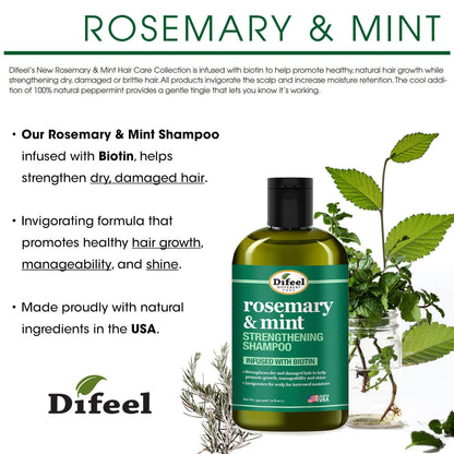 Difeel Rosemary & Mint Strengthening Shampoo 12oz