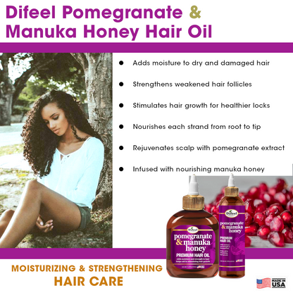 Difeel Pomegranate & Manuka Honey Premium Hair Oil 8oz