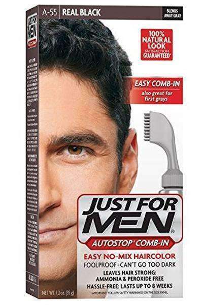 Just For Men Autostop Comb-In Hair Colour- A-55 Real Black - Beautiful Black Hair