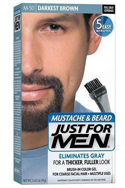 Just For Men Mustache & Beard Hair Color - M-50 Darkest Brown - Beautiful Black Hair