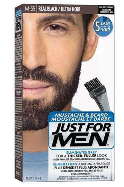 Just For Men Mustache & Beard Hair Color - M-55 Real Black - Beautiful Black Hair