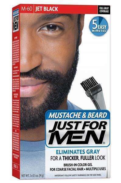 Just For Men Mustache & Beard Hair Color - M-60 Jet Black - Beautiful Black Hair