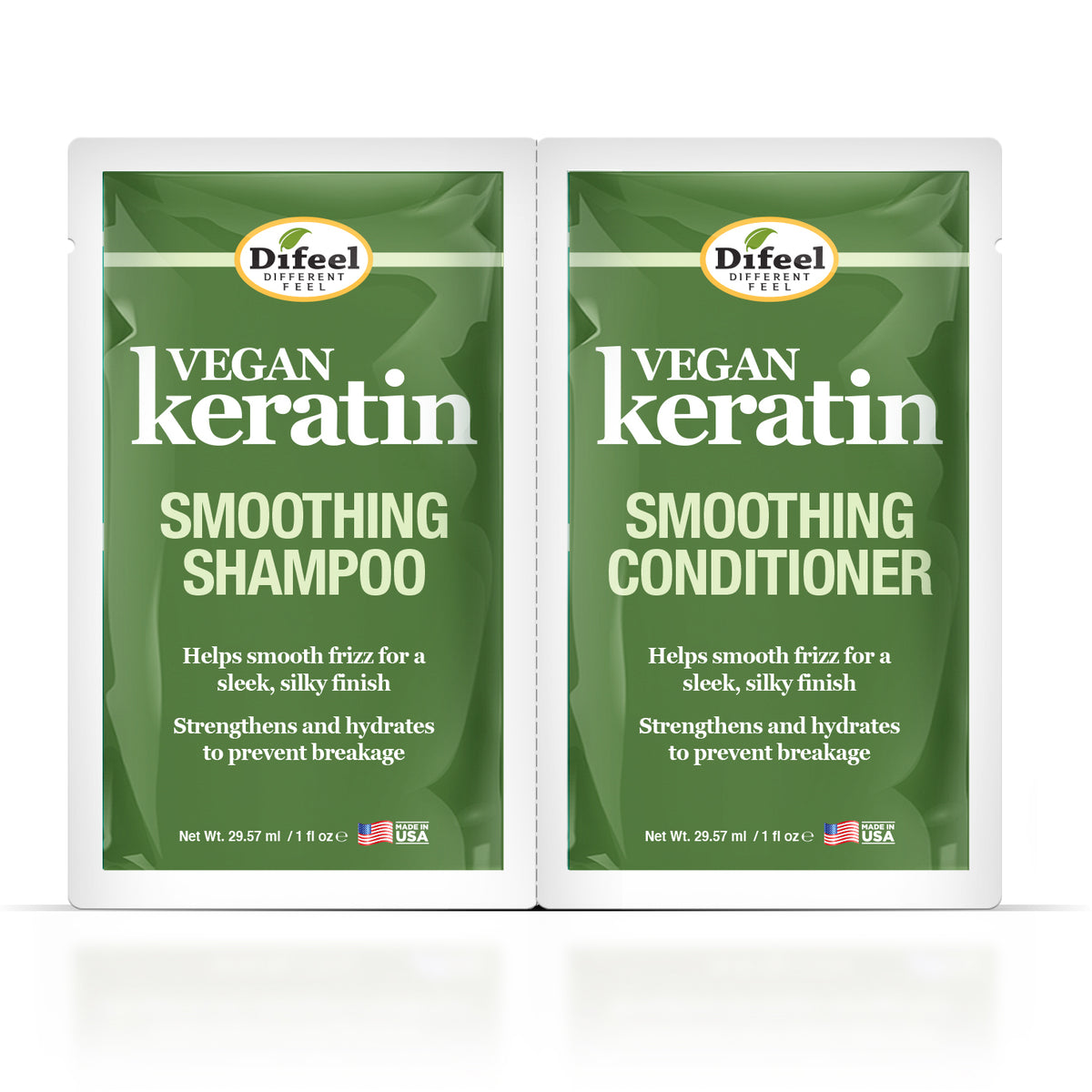 Difeel Smoothing Shampoo & Conditioner Combo Packette - Vegan Keratin