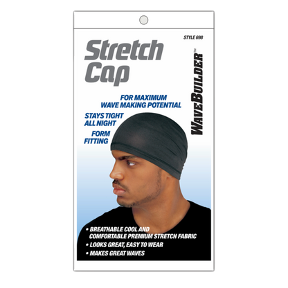 WaveBuilder Stretch Cap #698 Black - Beautiful Black Hair