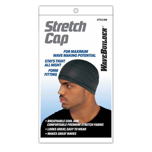 WaveBuilder Stretch Cap #698 Black - Deluxe Beauty Supply