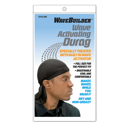 WaveBuilder Wave Activating Durag #992 Black - Deluxe Beauty Supply