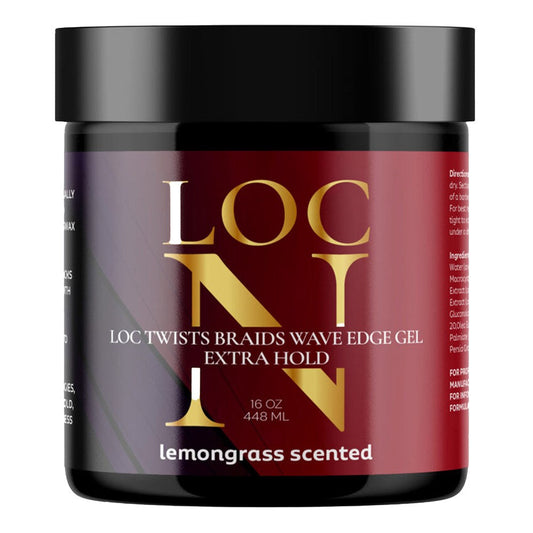 Loc N Loc, Twists, Braids, Wave Edge Gel - Extra Hold Lemongrass Scented