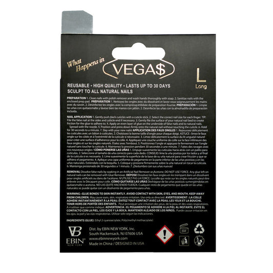 EBIN Press-On Nails What Happens in Vegas - Lights Out #N3DV005