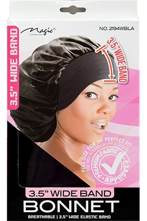 Magic Collection 3.5" Wide Band Sleep Bonnet #2194BLA Black - Dollar Deals