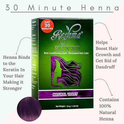 Reshma 30 Minute Henna Semi Permanent Hair Color - Natural Violet