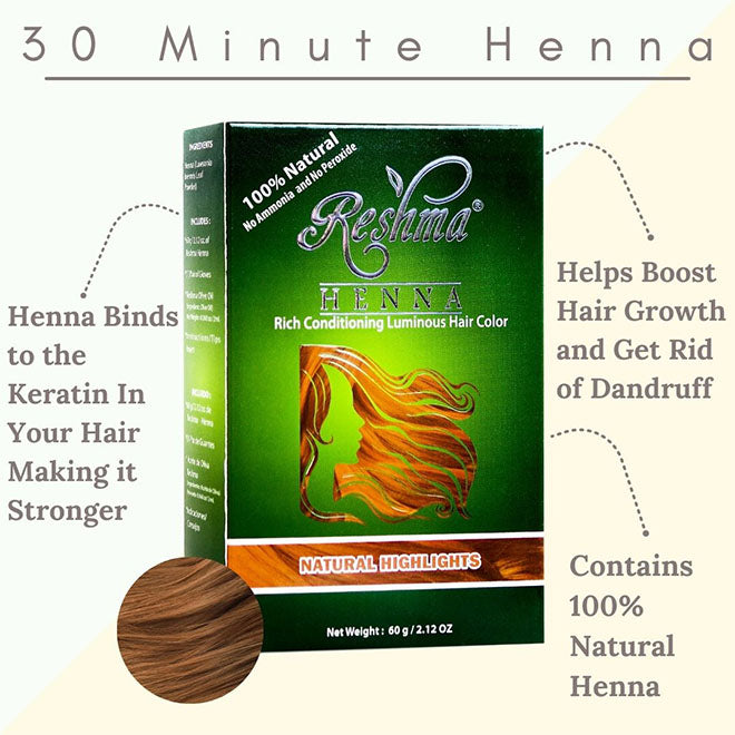 Reshma 30 Minute Henna Highlights Semi-Permanent Hair Color - Natural Highlights