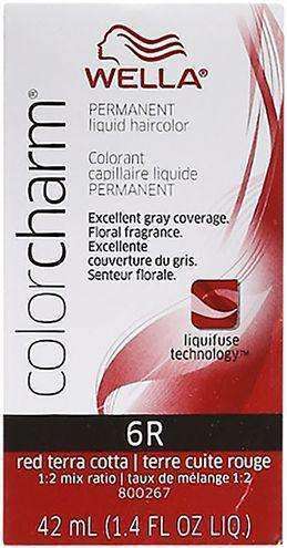 Wella Color Charm Permanent Liquid Hair Color - 6R Red Terra Cotta - Beautiful Black Hair