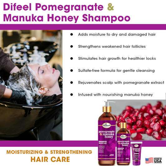 Difeel Pomegranate & Manuka Honey Sulfate Free Shampoo 12oz