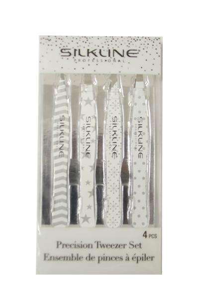 Silkline Professionals Precision Tweezer Set 4pcs - Beautiful Black Hair