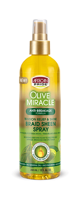 African Pride Olive Miracle Braid Sheen Spray 12oz - Beautiful Black Hair