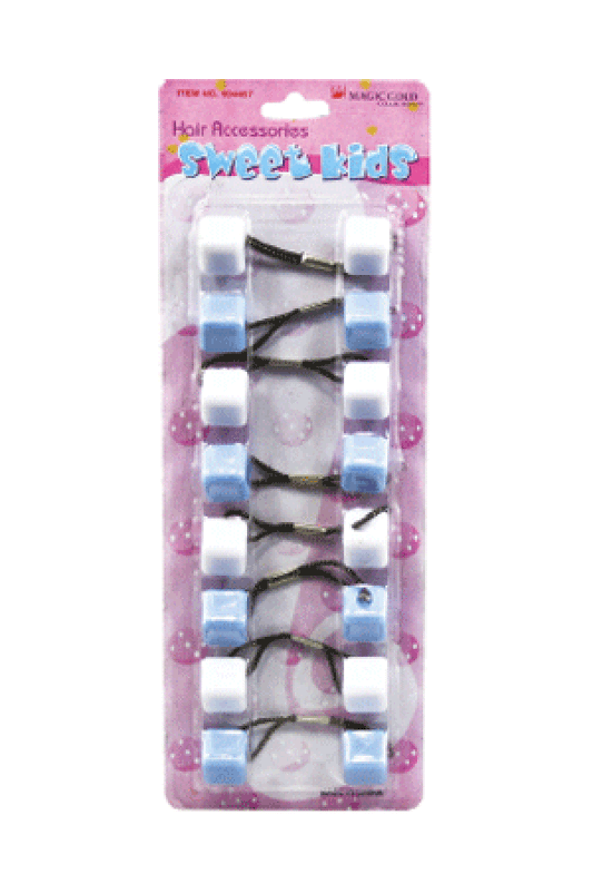 Magic Gold Hair Baubles - Square #SQ10 Light Blue/White - Beautiful Black Hair