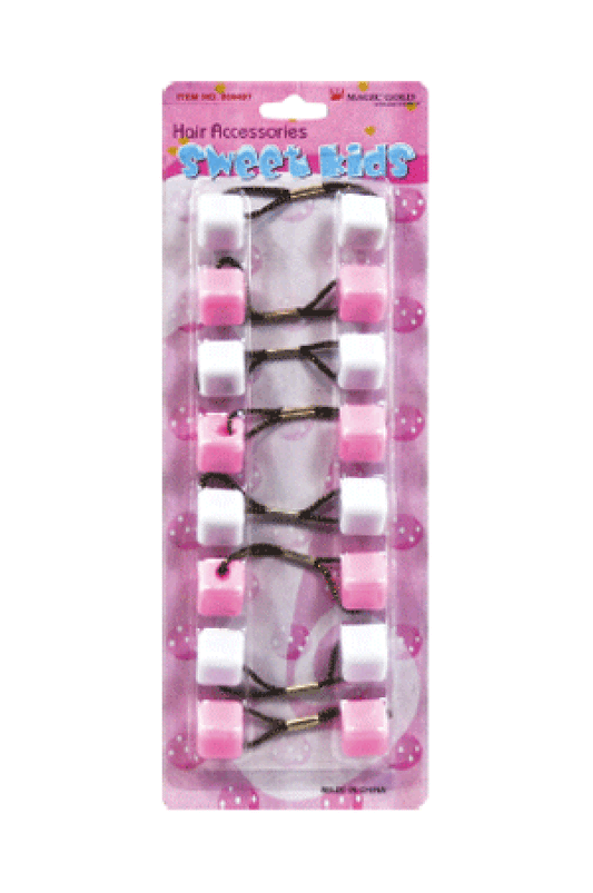 Magic Gold Hair Baubles - Square #SQ11 Light Pink/White - Beautiful Black Hair