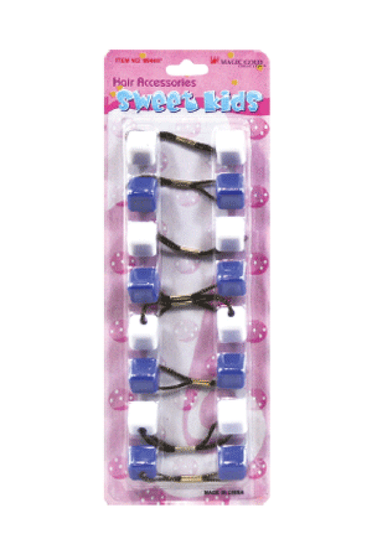 Magic Gold Hair Baubles - Square #SQ7 Blue/White - Beautiful Black Hair