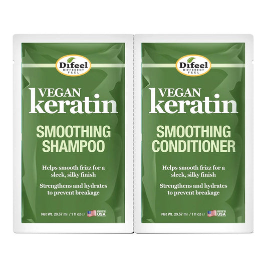 Difeel Smoothing Shampoo & Conditioner Combo Packette - Vegan Keratin