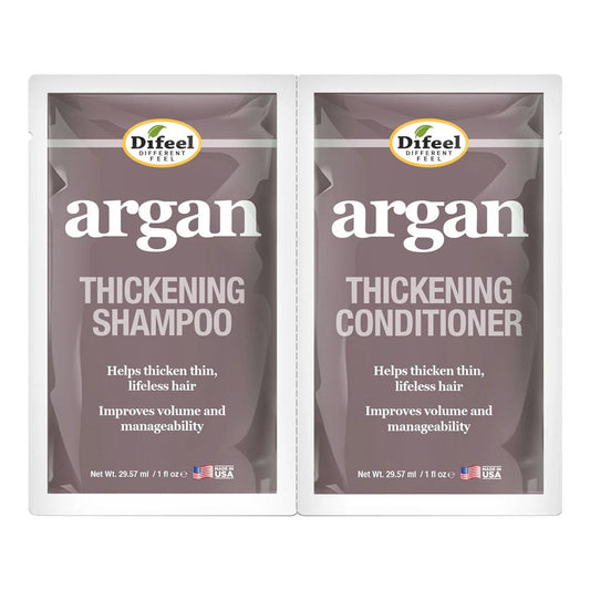 Difeel Thickening Shampoo & Conditioner Combo Packette - Argan