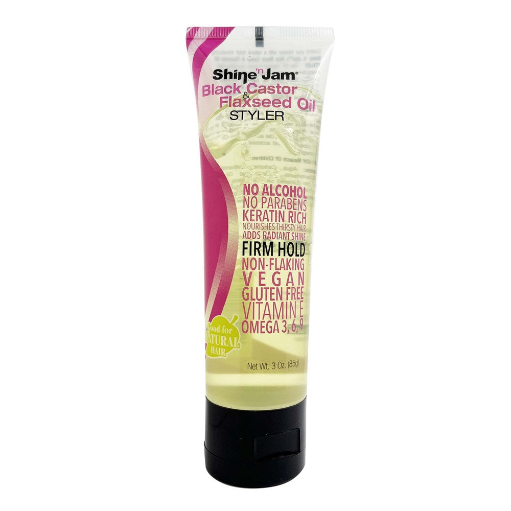 Shine ’n Jam Black Castor & Flaxseed Oil Styler 3oz