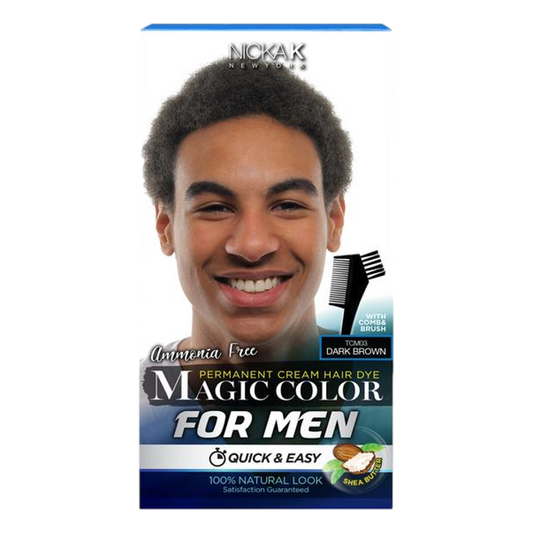 Magic Color For Men Permanent Cream Hair Dye - Dark Brown - Beautiful Black Hair