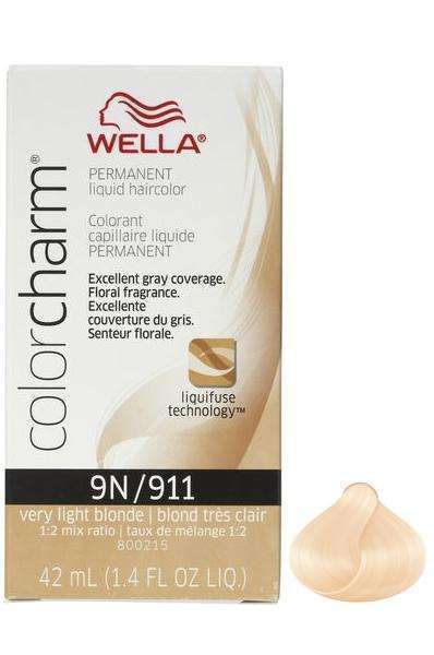Wella Color Charm Permanent Liquid Hair Color - 9N/911 Very Light Blonde - Beautiful Black Hair