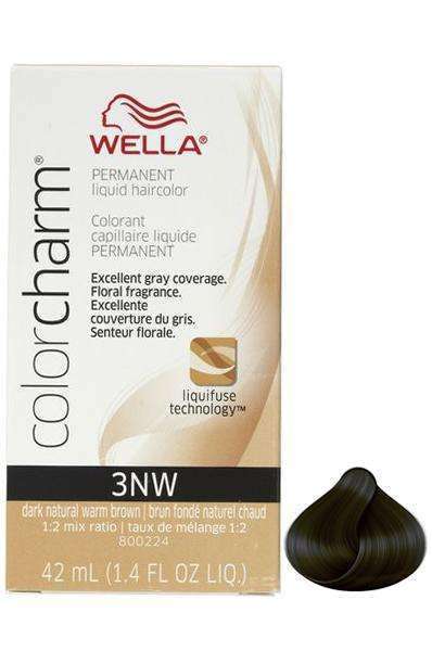 Wella Color Charm Permanent Liquid Hair Color - 3NW Dark Natural Warm Brown - Beautiful Black Hair