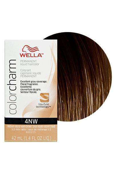 Wella Color Charm Permanent Liquid Hair Color - 4NW Medium Natural Warm Brown - Beautiful Black Hair