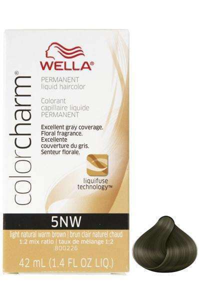 Wella Color Charm Permanent Liquid Hair Color - 5NW Dark Golden Brown - Beautiful Black Hair