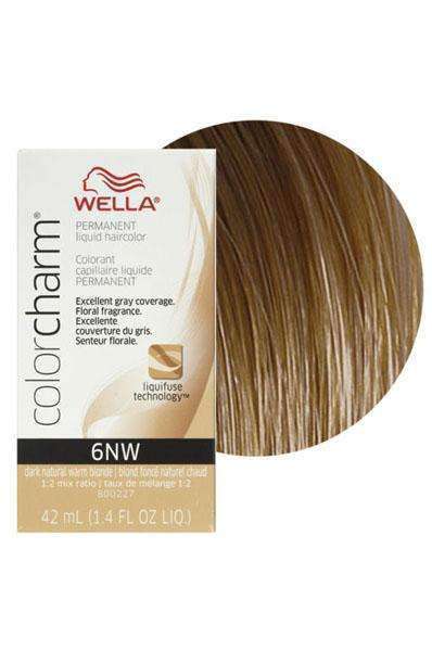 Wella Color Charm Permanent Liquid Hair Color - 6NW Dark Natural Warm Blonde - Beautiful Black Hair