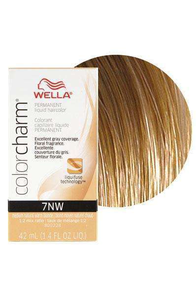 Wella Color Charm Permanent Liquid Hair Color - 7NW Medium Natural Warm Blonde - Beautiful Black Hair